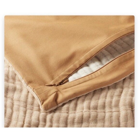 Casaluna Sham Reversible Chambray Cotton Standard 20"x26" Natural Warm Brown - Picture 3 of 7